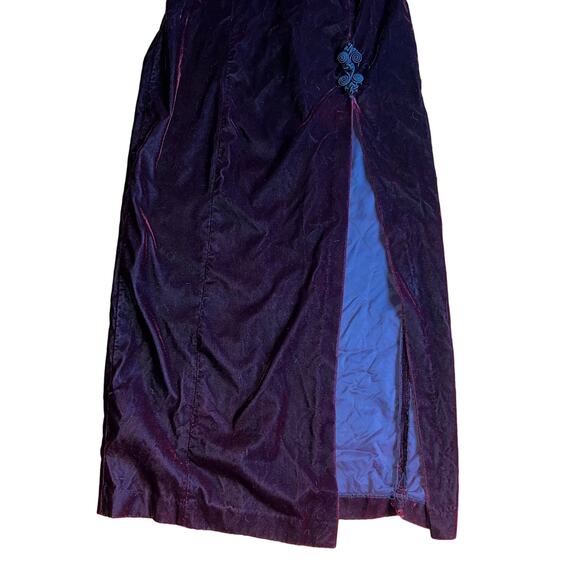 Vintage Scarlett Nite size 11/12 small purple velvet halter dress slit low back - Picture 10 of 10